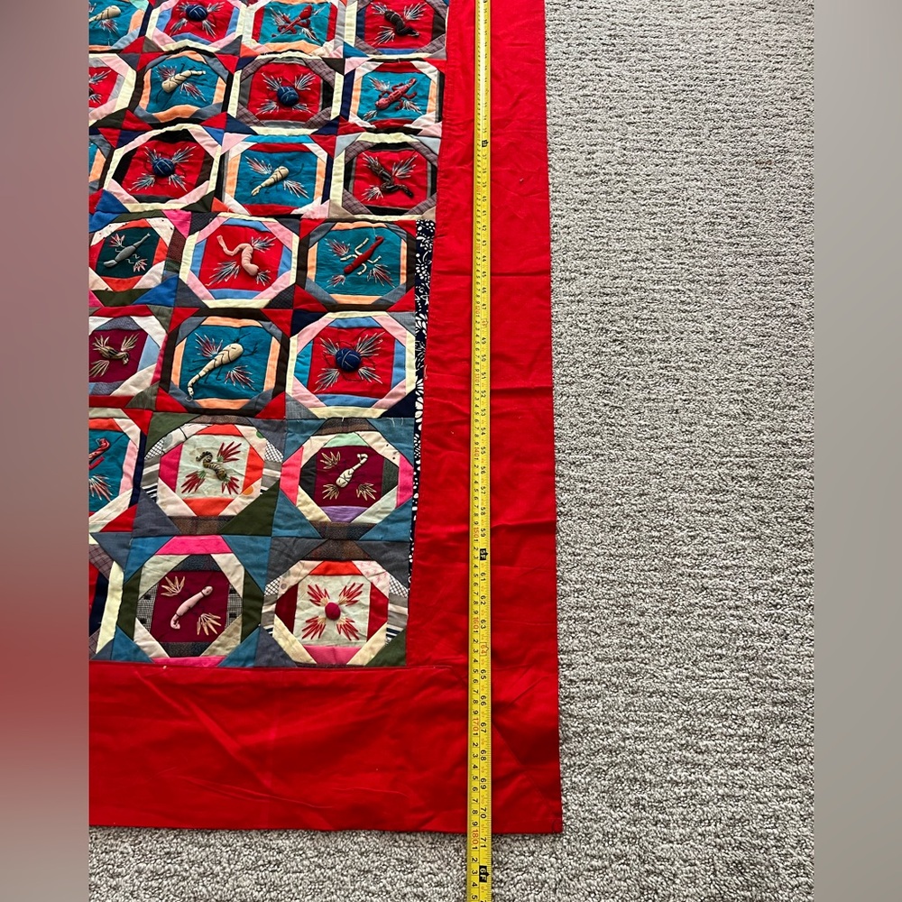 Handmade Chinese Quilt  Bai Jia Bei Patchwork The One hundred family 70 X 48 - Picture 5 of 8